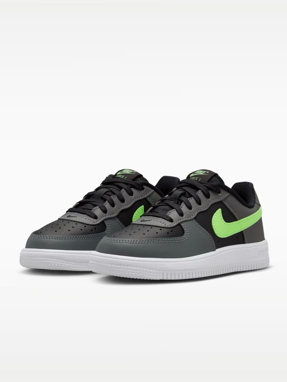 Nike Air Force 1 Low Lace — Black/Lime Blast - Smoke Grey